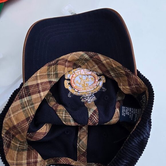 Ralph Lauren Polo Hat  Vintage Corduroy Hat Cap Leather Bill Strap Equestrian - Picture 8 of 13